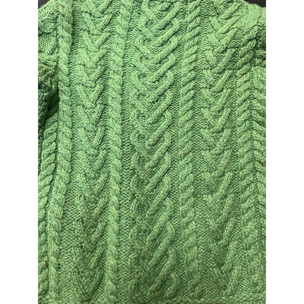 Aran Sweater Market Kids 6-7 Years Green Merino Wool Cable Knit‎ Sweater Ireland - Picture 5 of 6